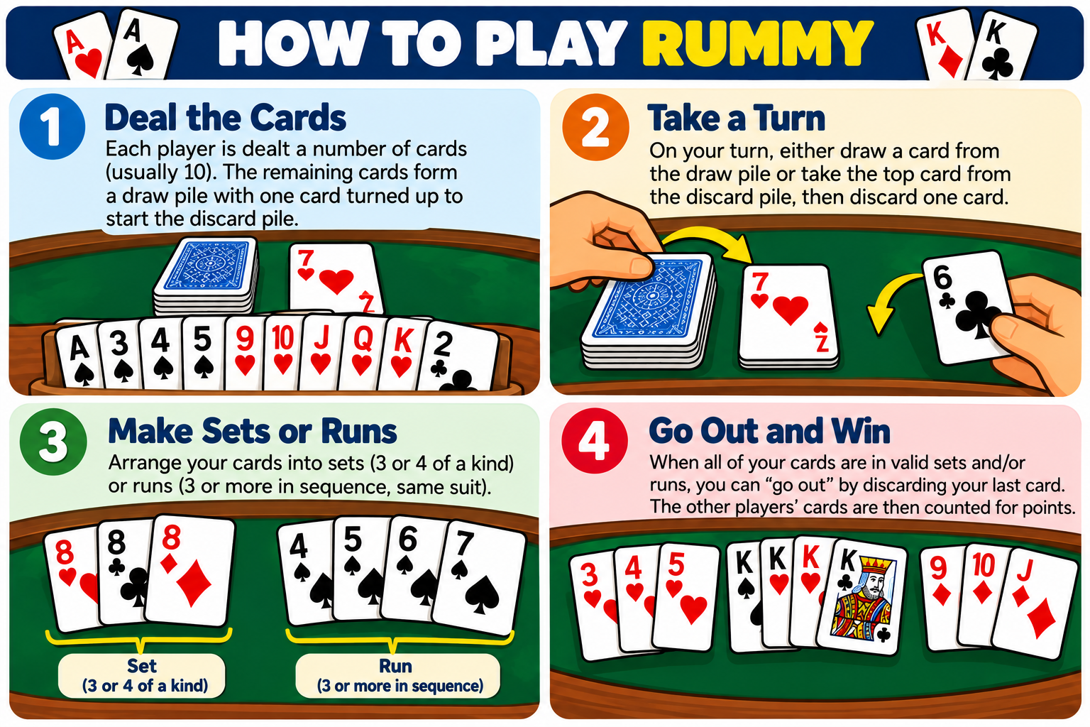 Rummy illustrated how-to-play overview