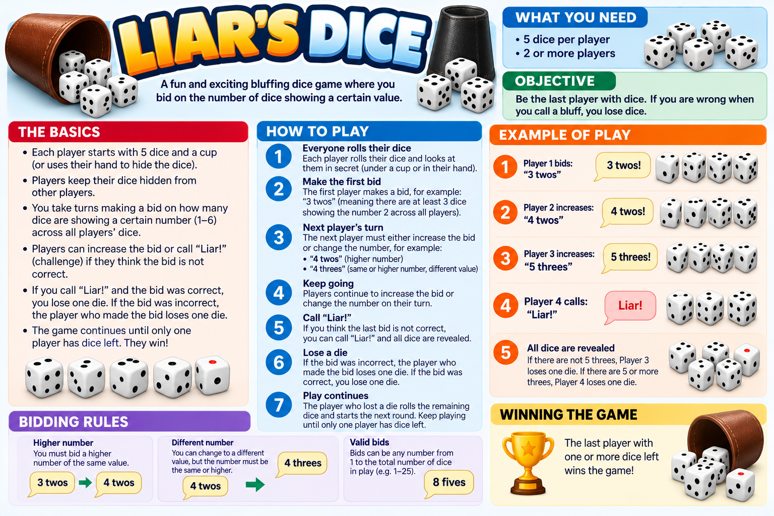 Liar's Dice illustrated overview