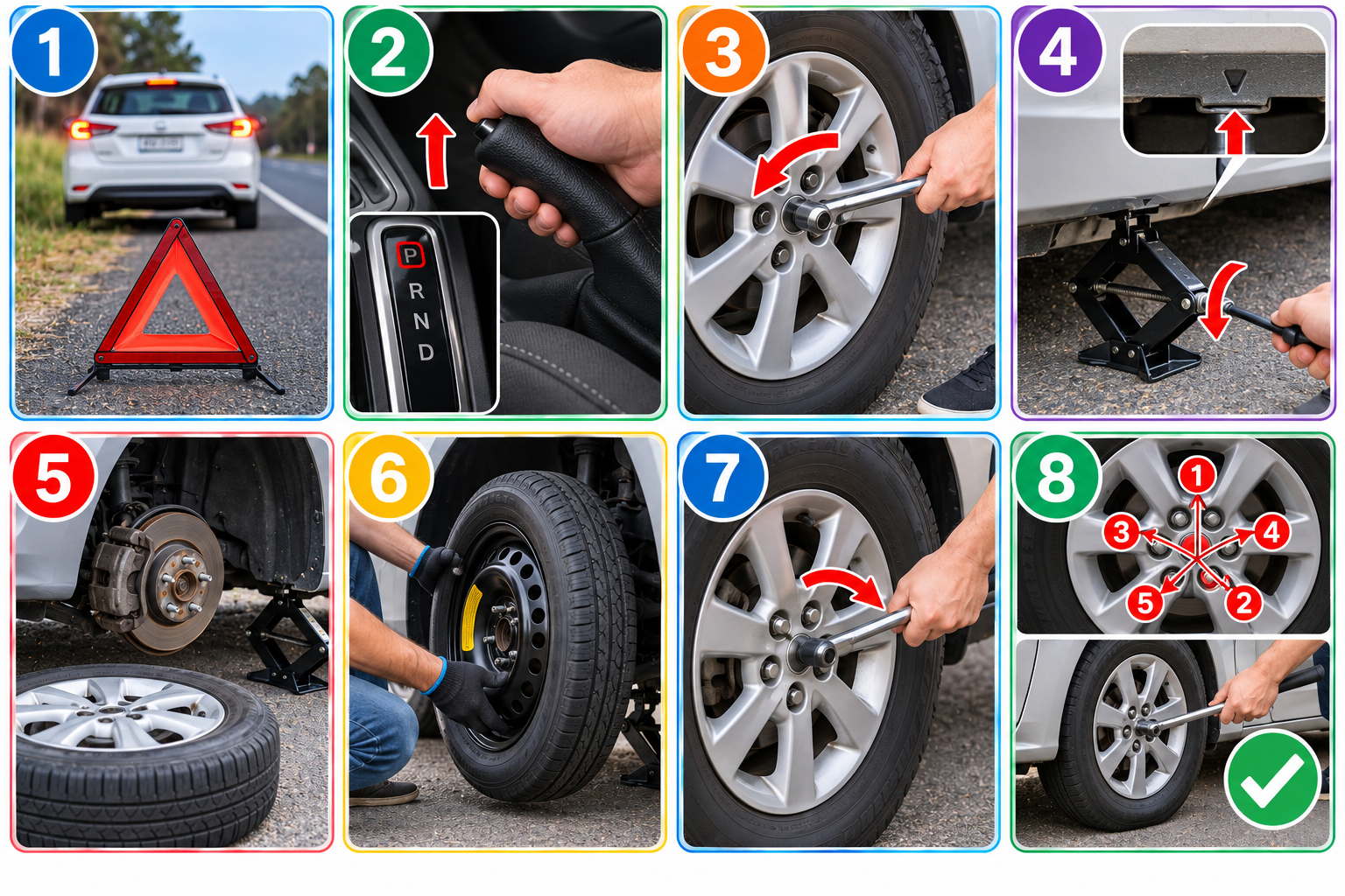 How to Change a Flat Tyre illustrated overview