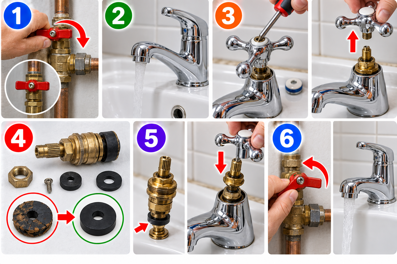 How to Change a Tap Washer illustrated overview
