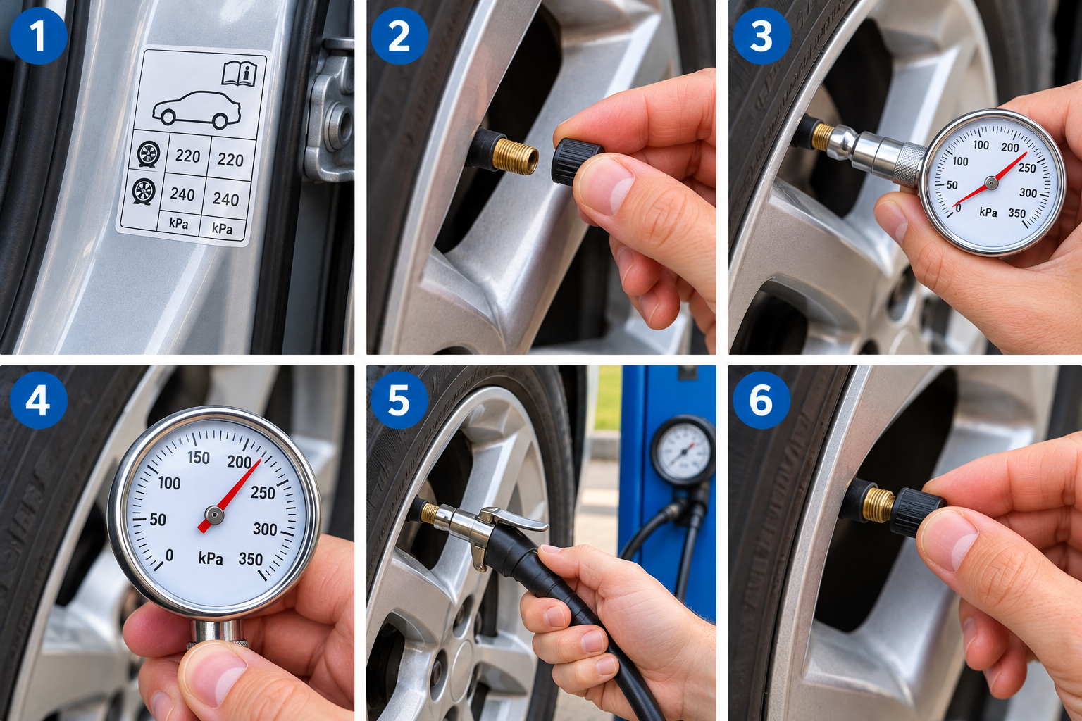How to Check Tyre Pressure illustrated overview