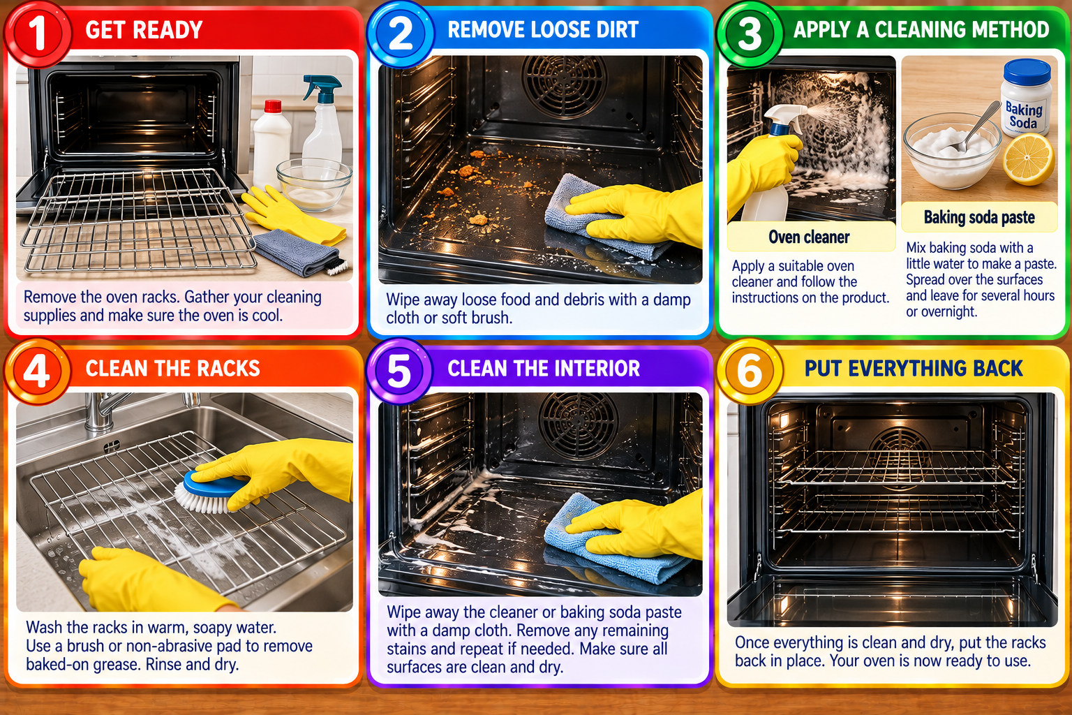 How to Clean an Oven illustrated overview