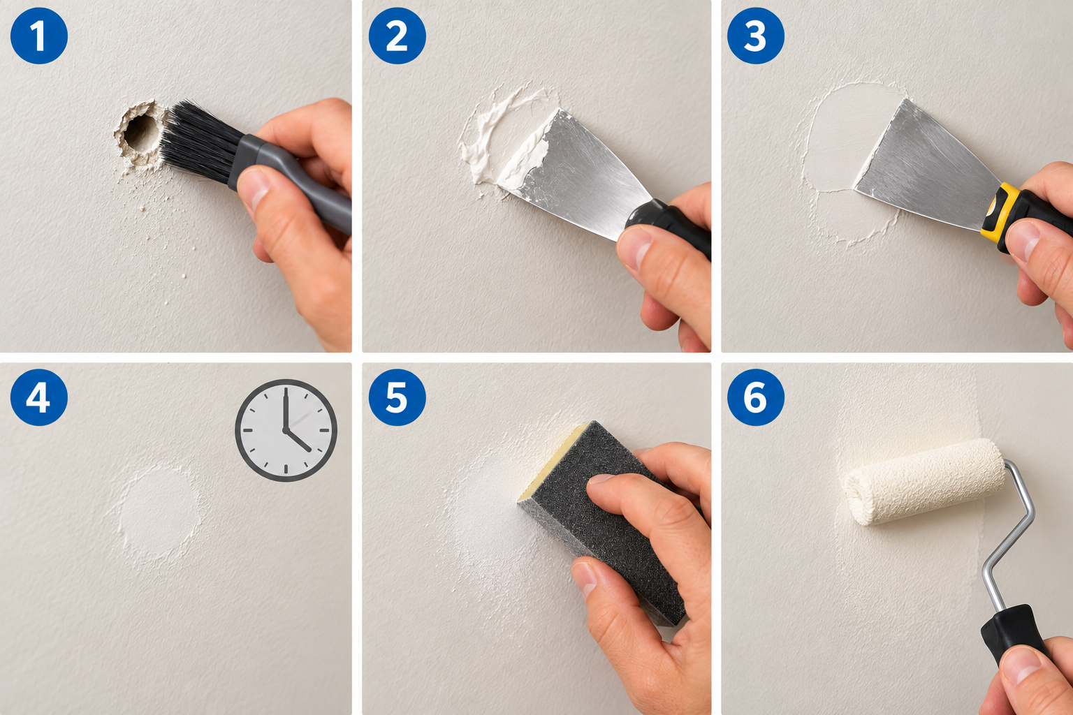 How to Fill a Small Hole in a Wall illustrated overview