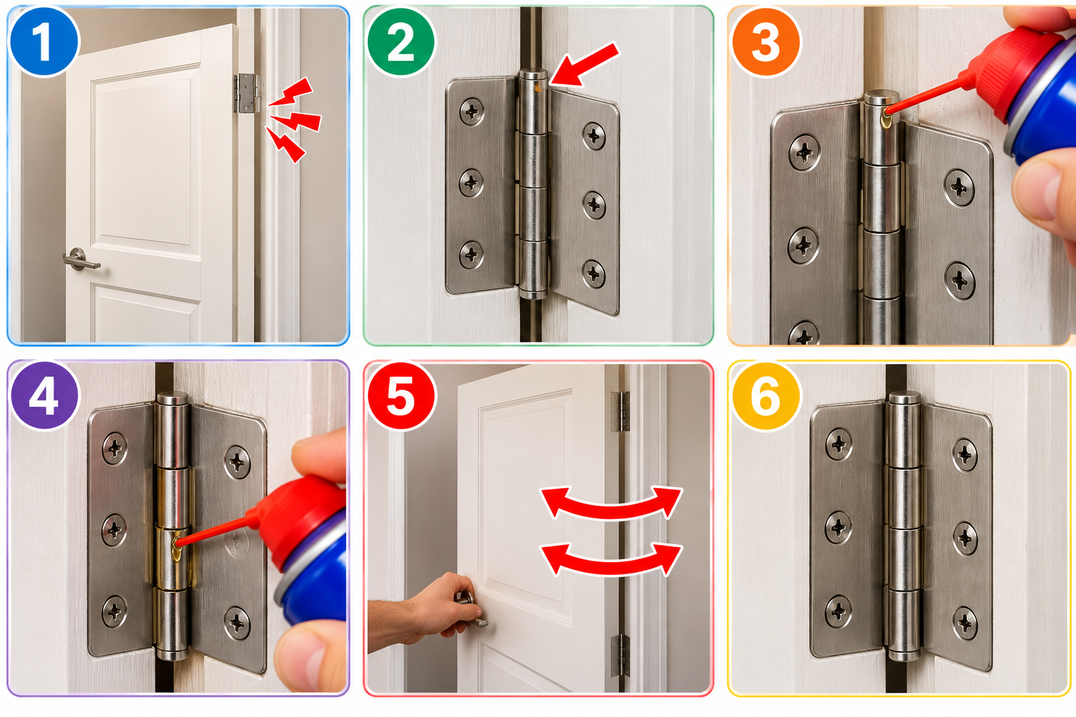 How to Fix a Squeaky Door Hinge illustrated overview