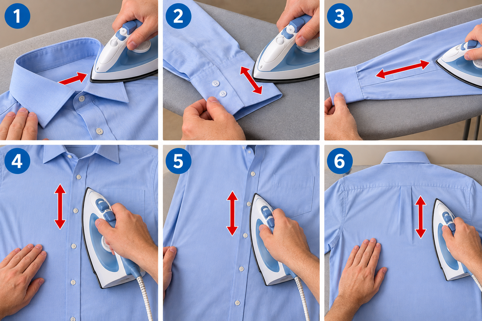 How to Iron a Shirt illustrated overview