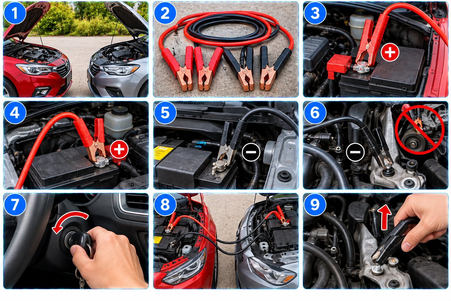 How to Jump-Start a Car illustrated overview