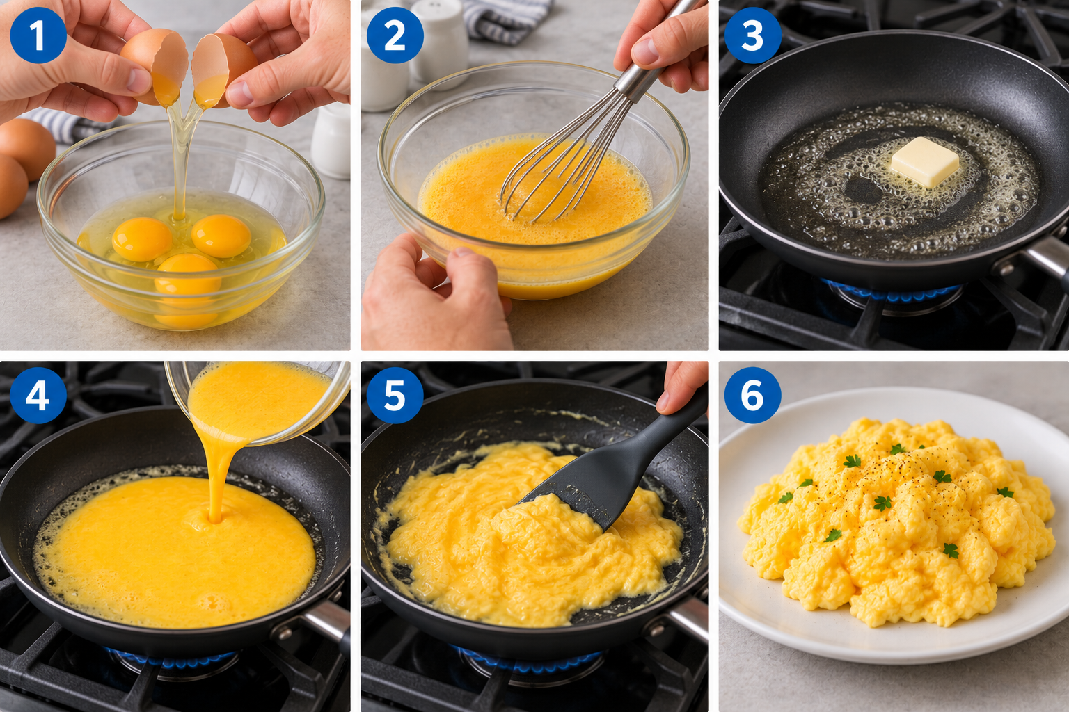 How to Make Scrambled Eggs illustrated overview