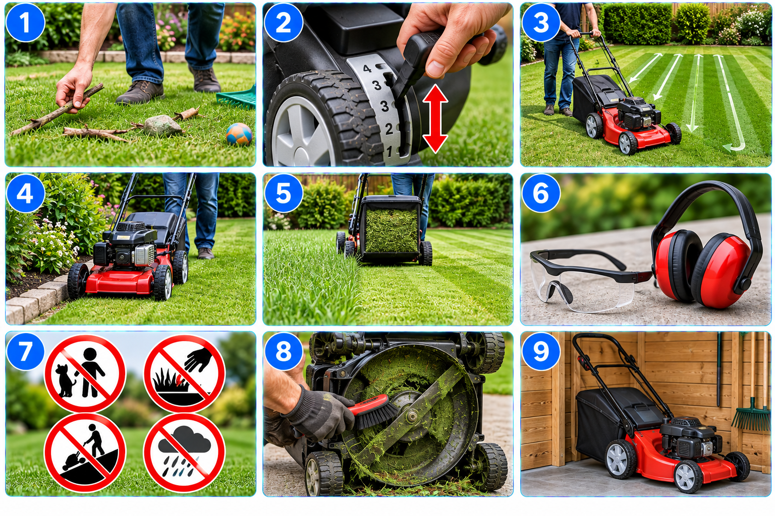 How to Mow a Lawn illustrated overview