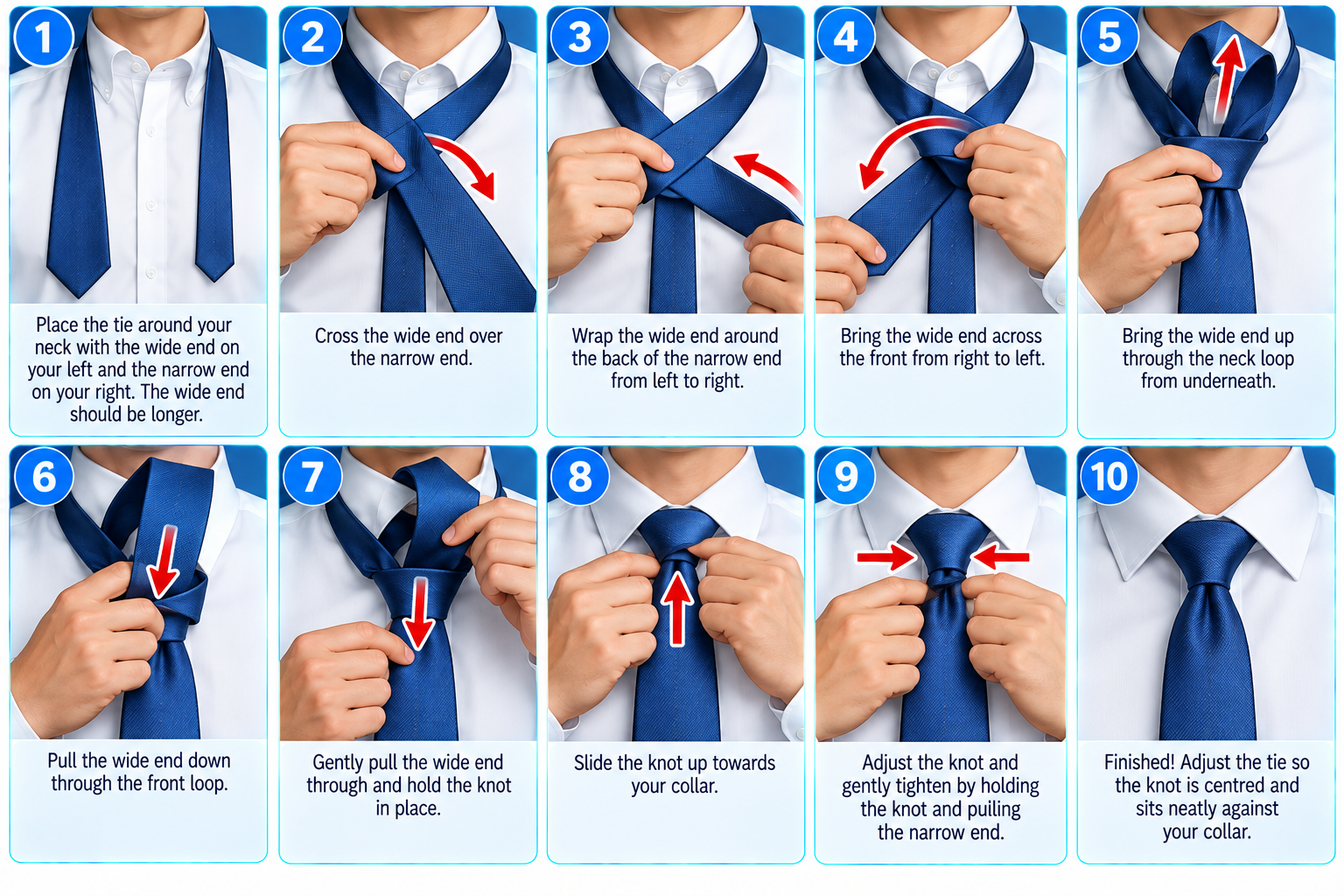 How to Tie a Tie illustrated overview