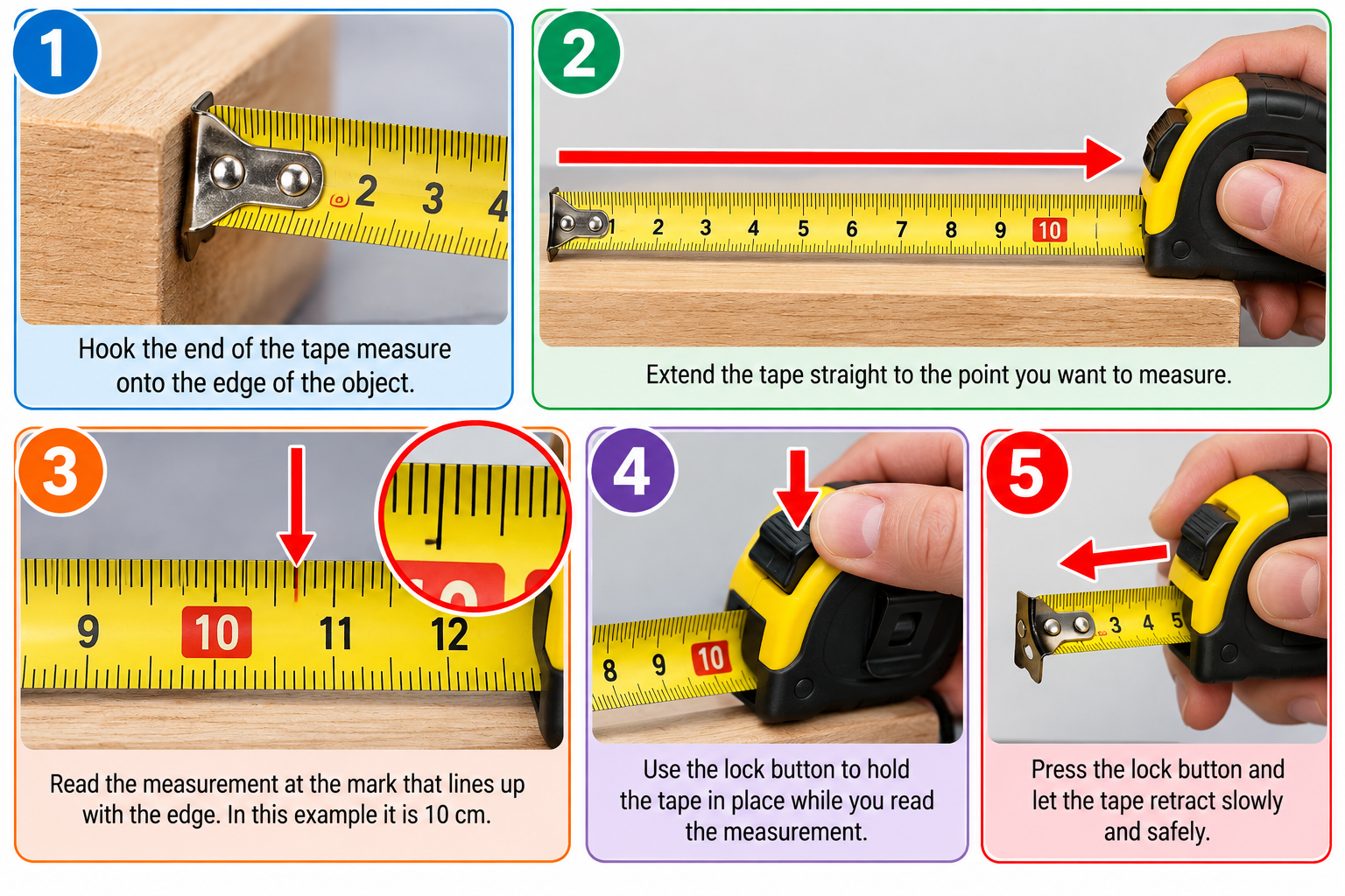 How to Use a Tape Measure illustrated overview