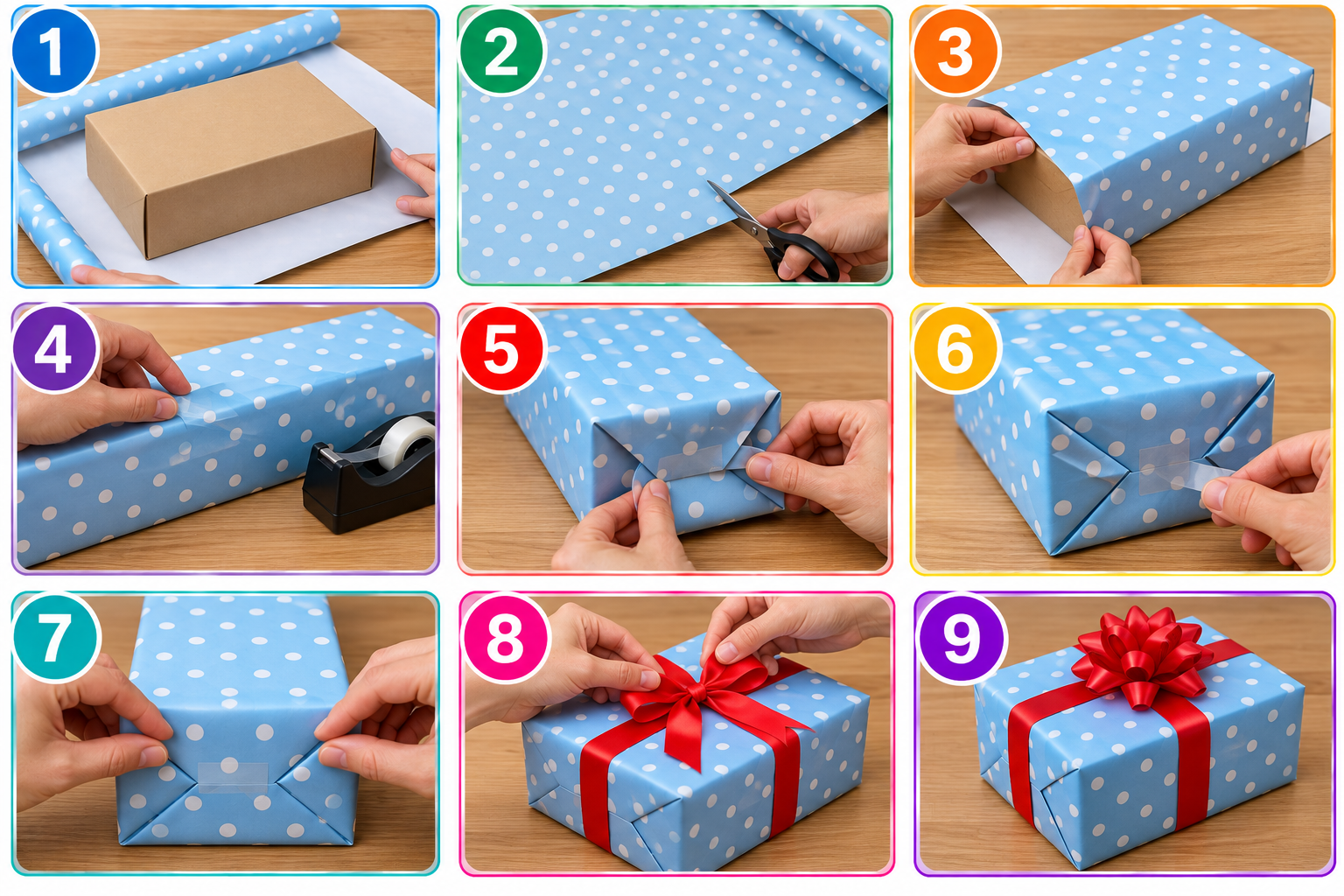 How to Wrap a Present illustrated overview