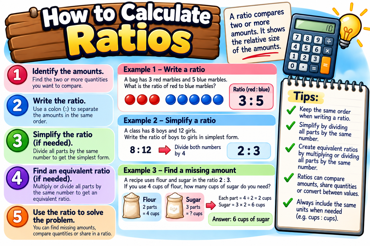 How to Calculate Ratios illustrated overview