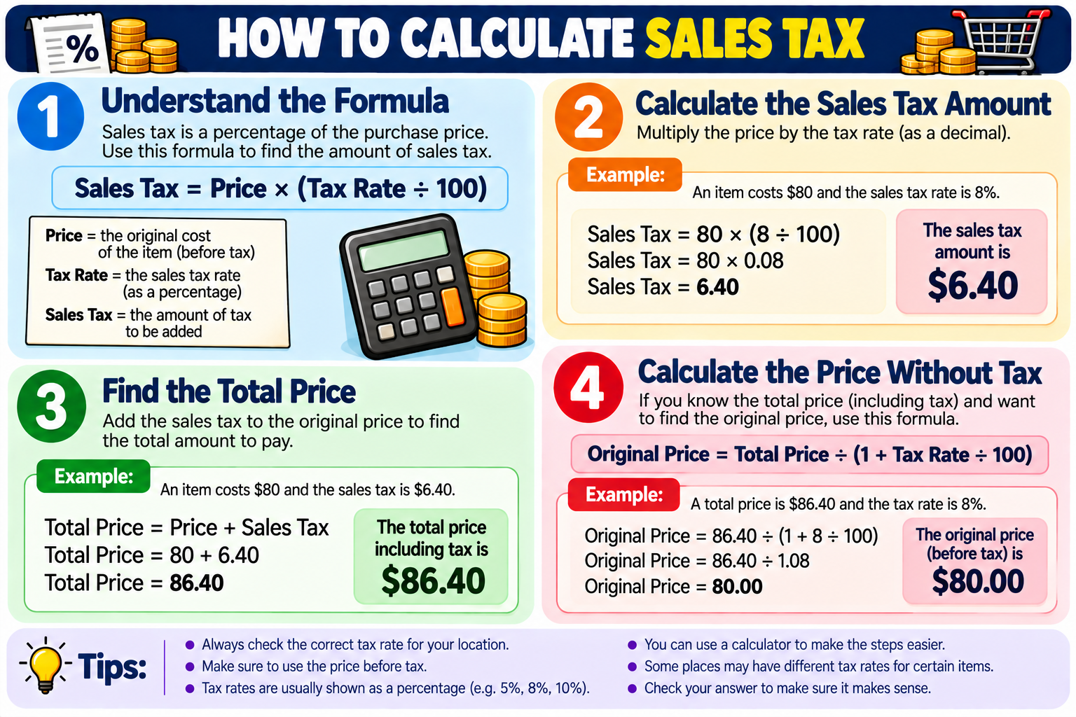 How to Calculate Sales Tax illustrated overview