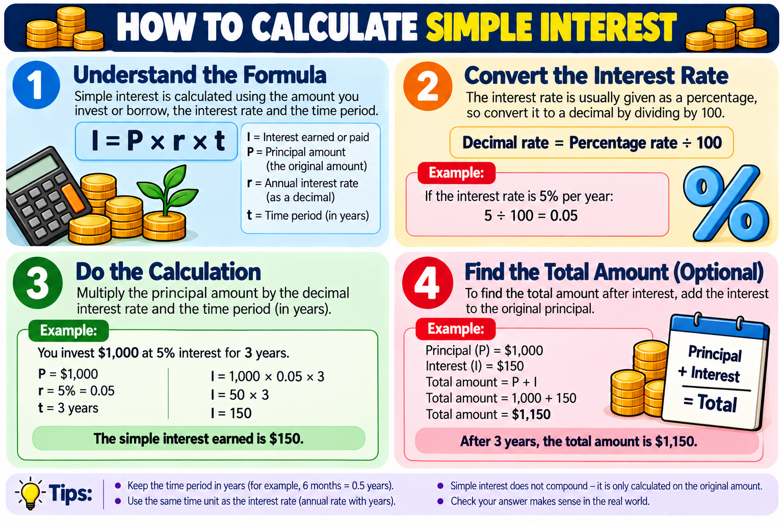 How to Calculate Simple Interest illustrated overview