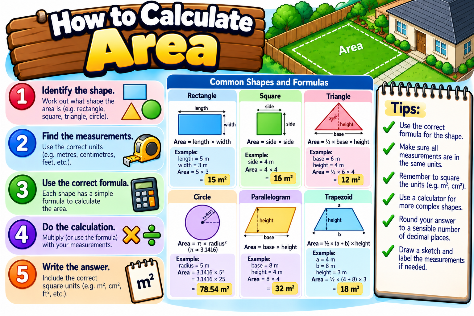 How to Calculate Area illustrated overview