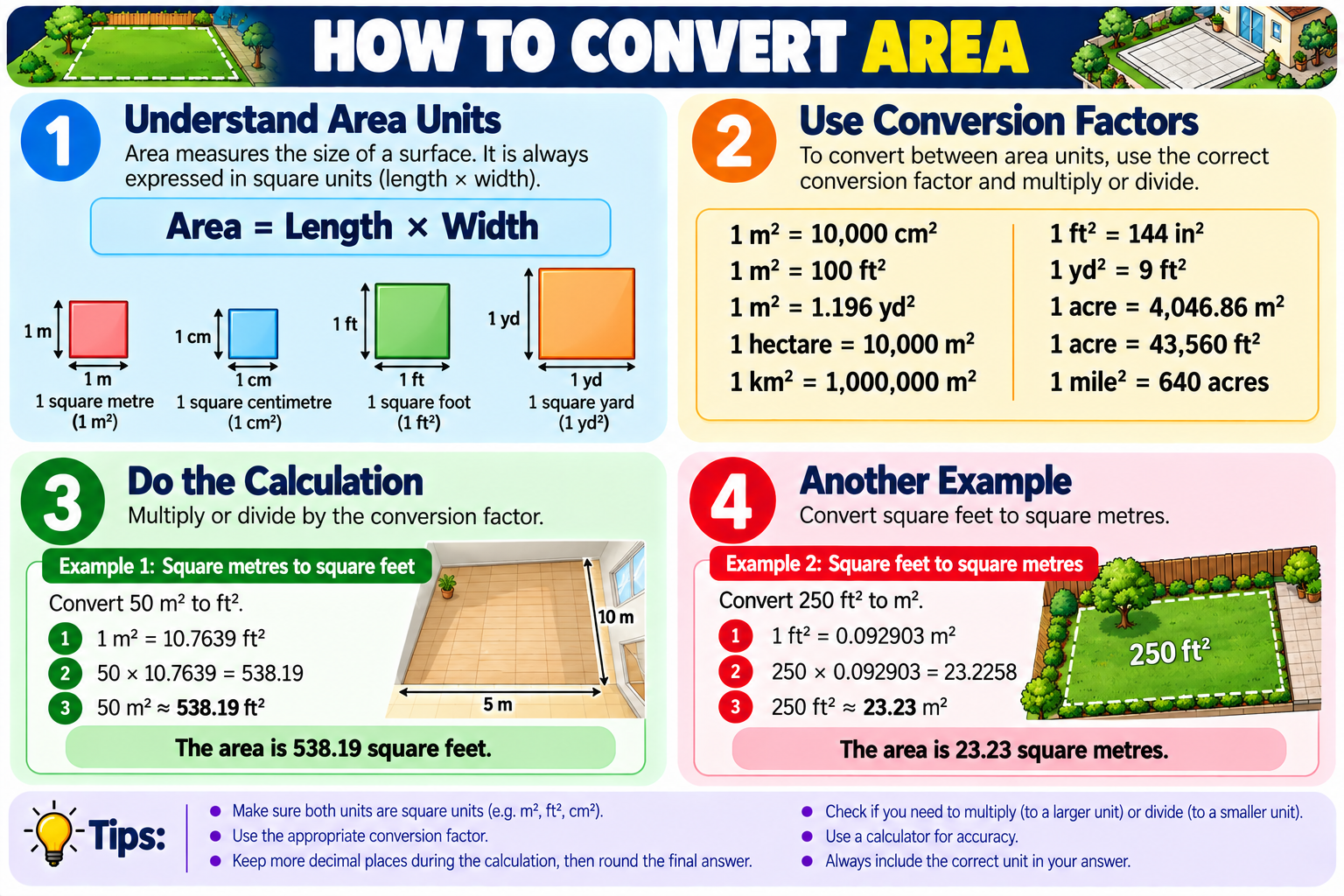 How to Convert Area illustrated overview