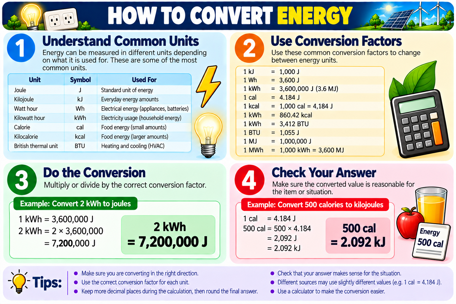 How to Convert Energy illustrated overview