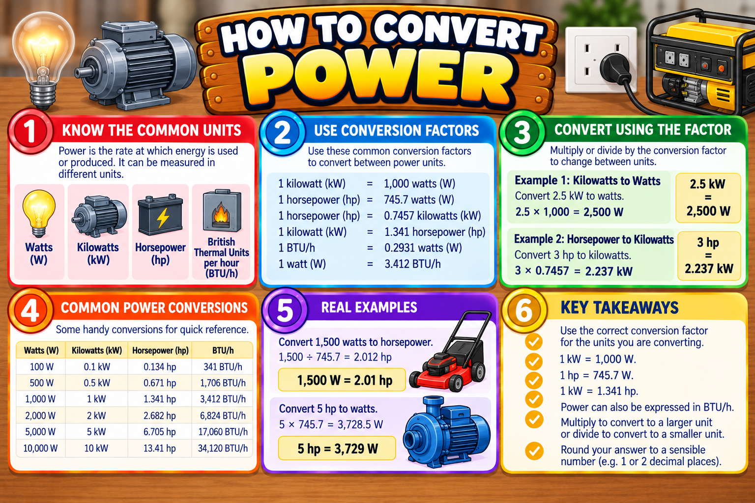 How to Convert Power illustrated overview