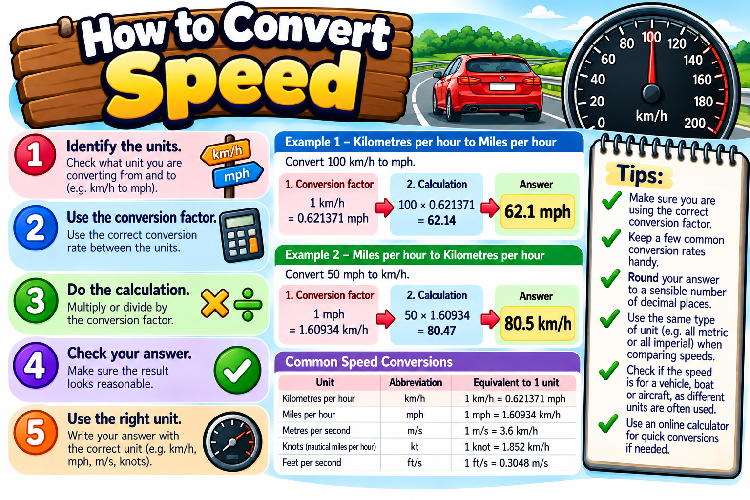 How to Convert Speed illustrated overview