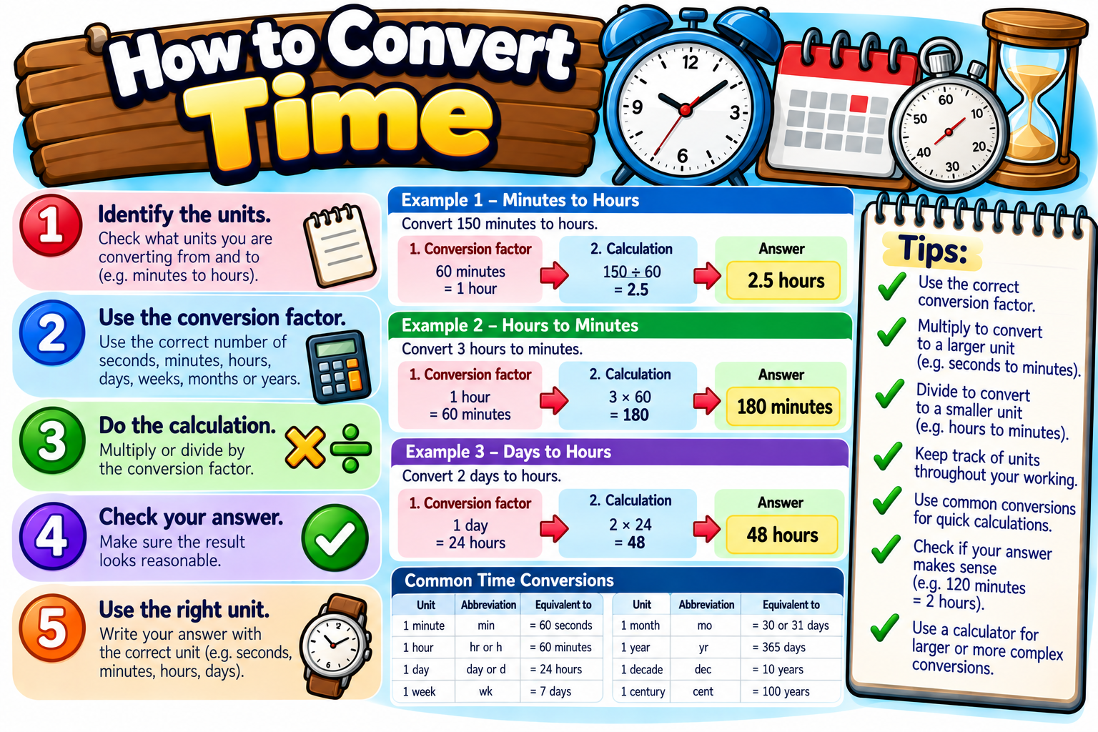 How to Convert Time illustrated overview