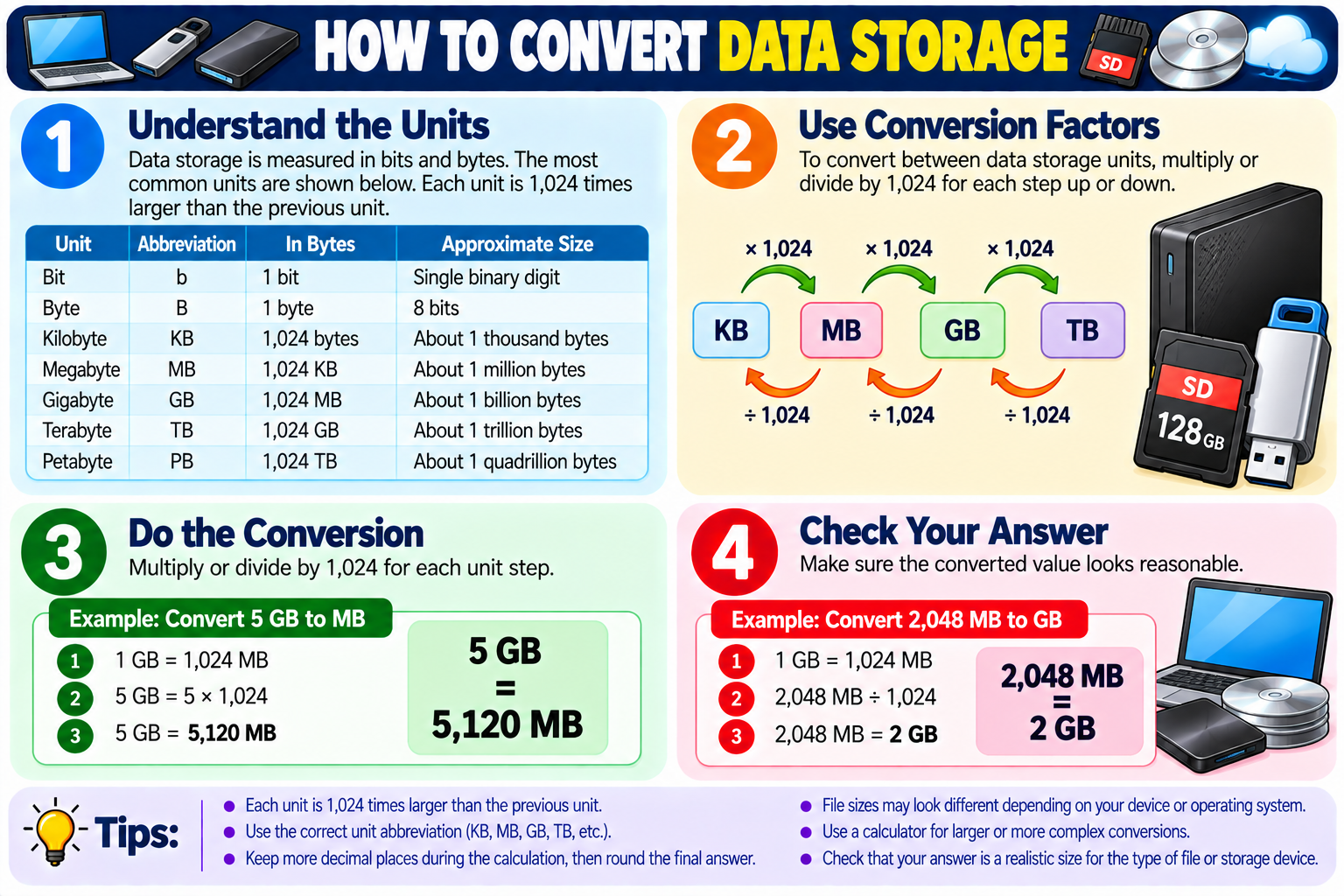 How to Convert Data Storage illustrated overview