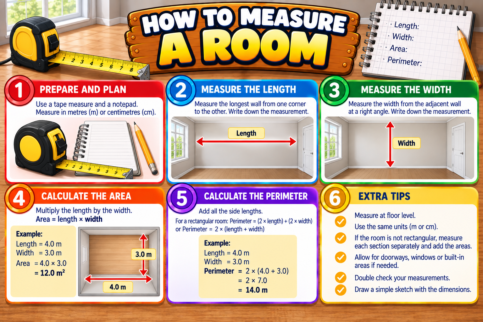 How to Measure a Room illustrated overview